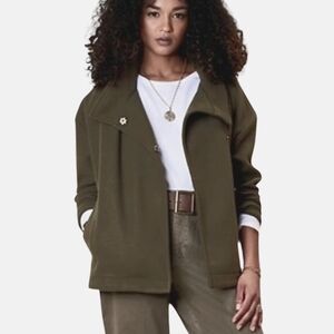 Banana Republic Melton Moto Snap Button Jacket Camo Green Size S